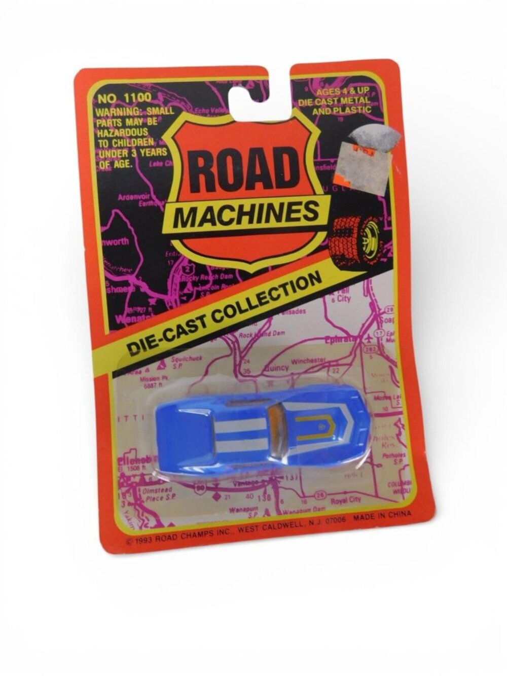 Vintage Road Machines Blue Diecast Car Unopened Box 1993 Collectible Toy - Picture 3 of 6